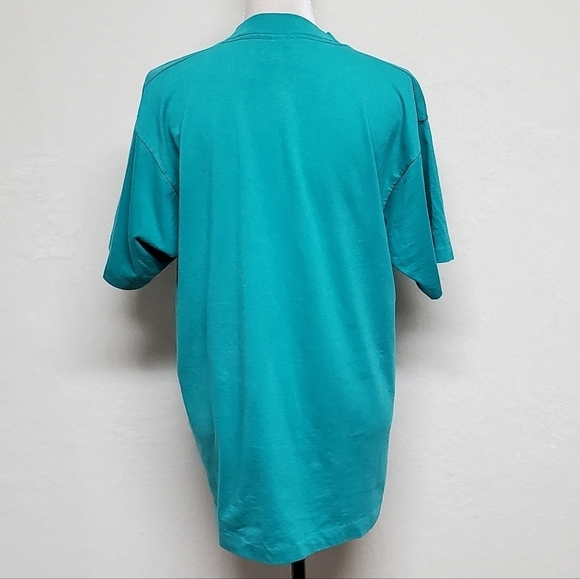 VINTAGE 1993 OOAK Mardi Gras Picnic Turquoise Sax Lobster Single Stitch Tee L - Picture 10 of 13